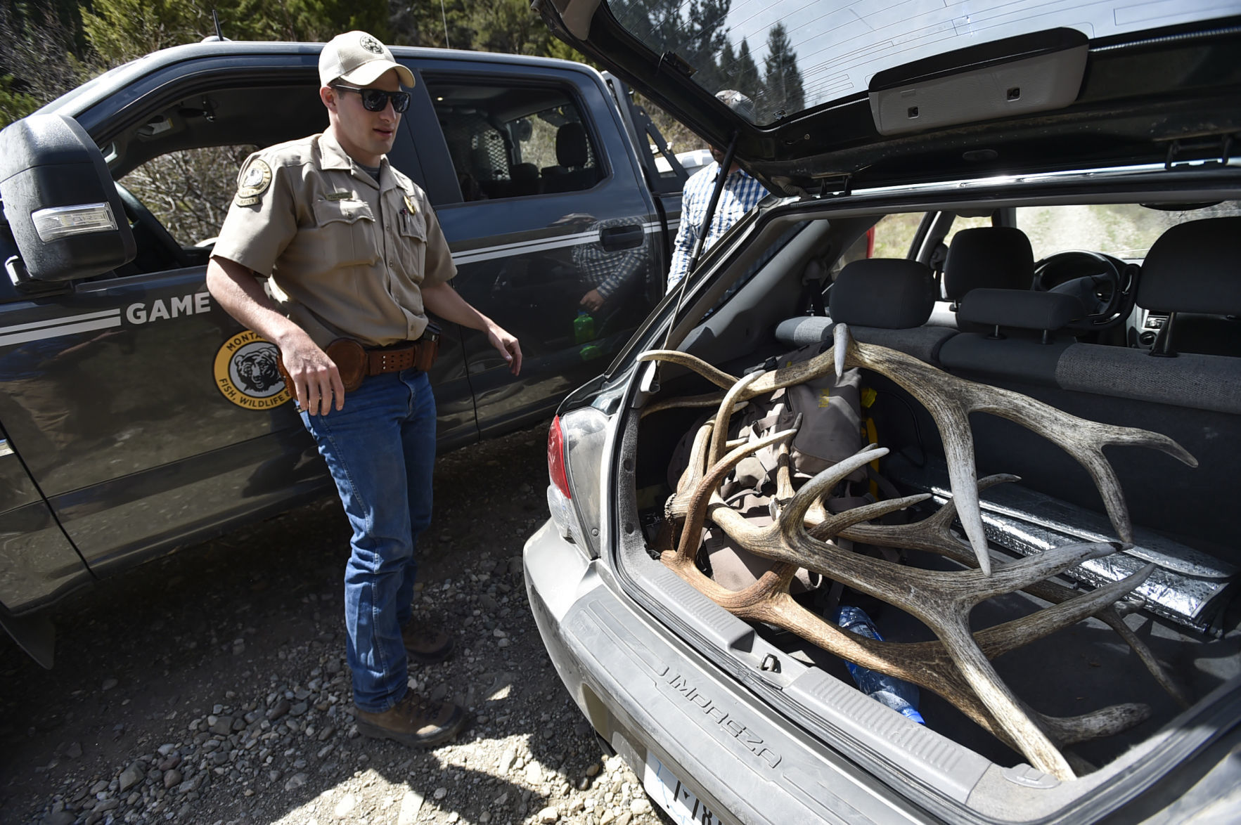 Game Warden Willie Miller takes a look at the shed antlers